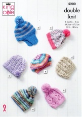 Knitting Pattern - King Cole 5200 - DK - Toddler's Hats